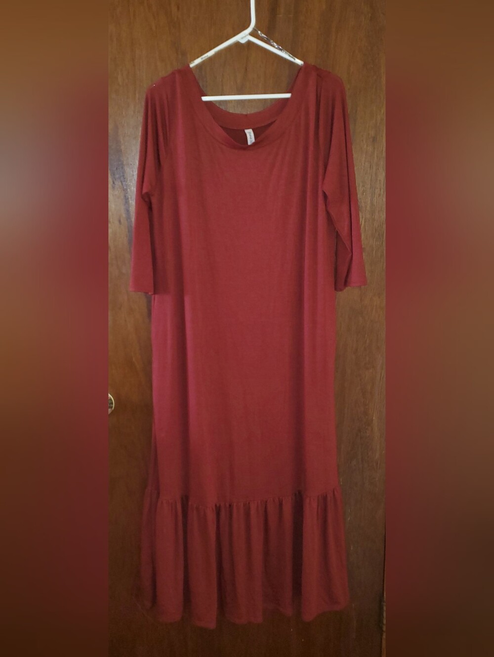 NWOT Zenana Outfitters Brick Red Maxi Ruffle-Hem Dress Sz Xl